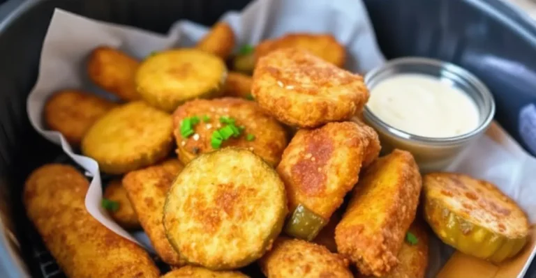 Crispy air fryer fried pickles with sauce