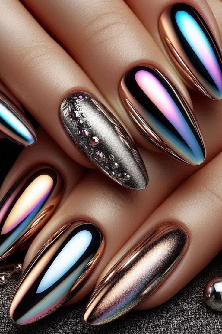 Light Blue Chrome Nails