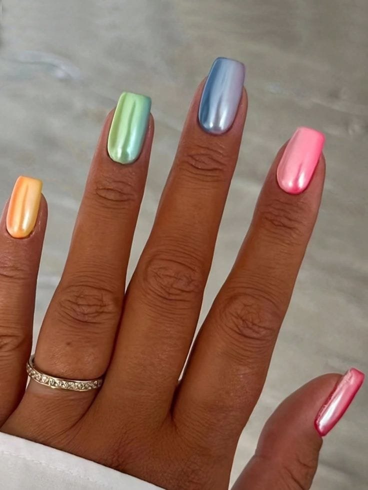 Shiny Punk Style Metallic Candy Nails