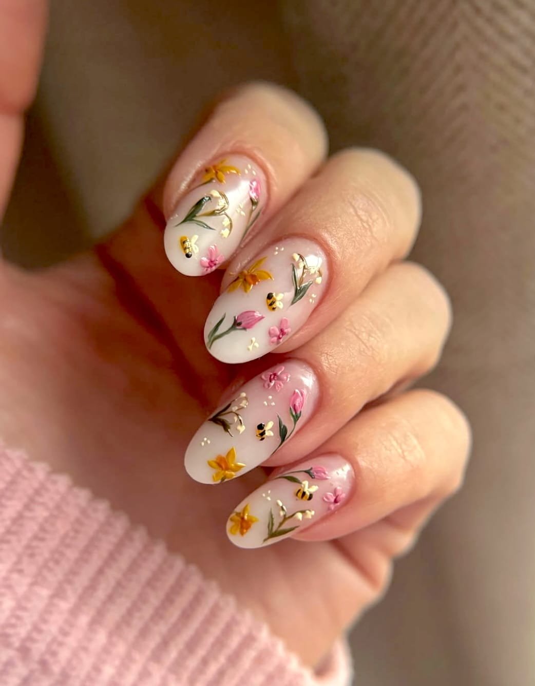 Delicate floral nail art design
