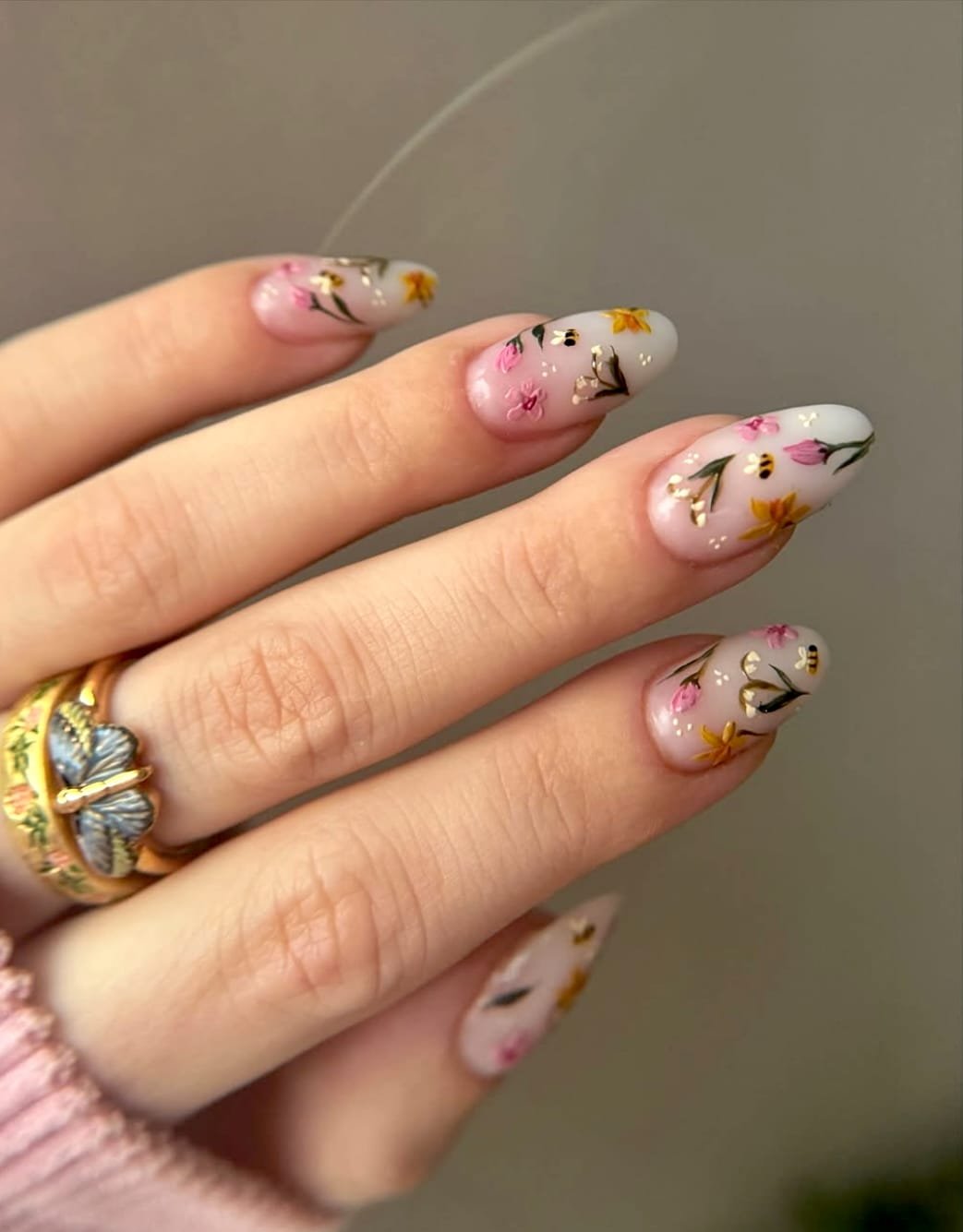 Delicate floral nail art design
