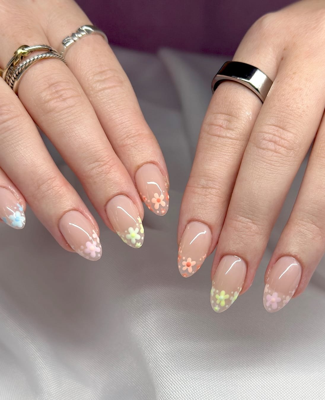 Pastel Petals: Spring French Manicure