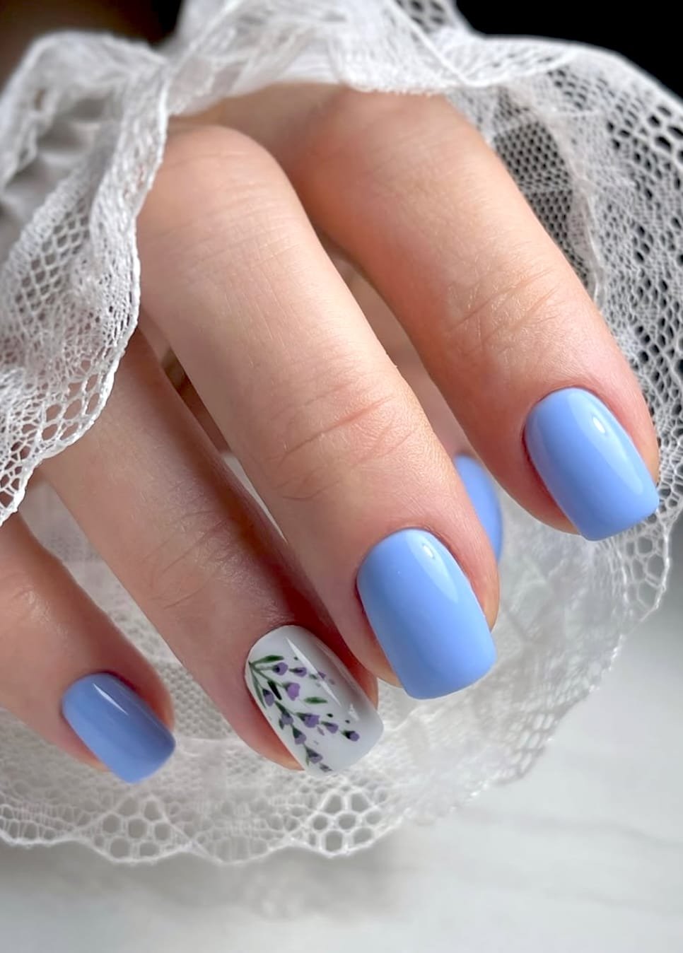 Sky Blue Bloom: Spring Nail Art
