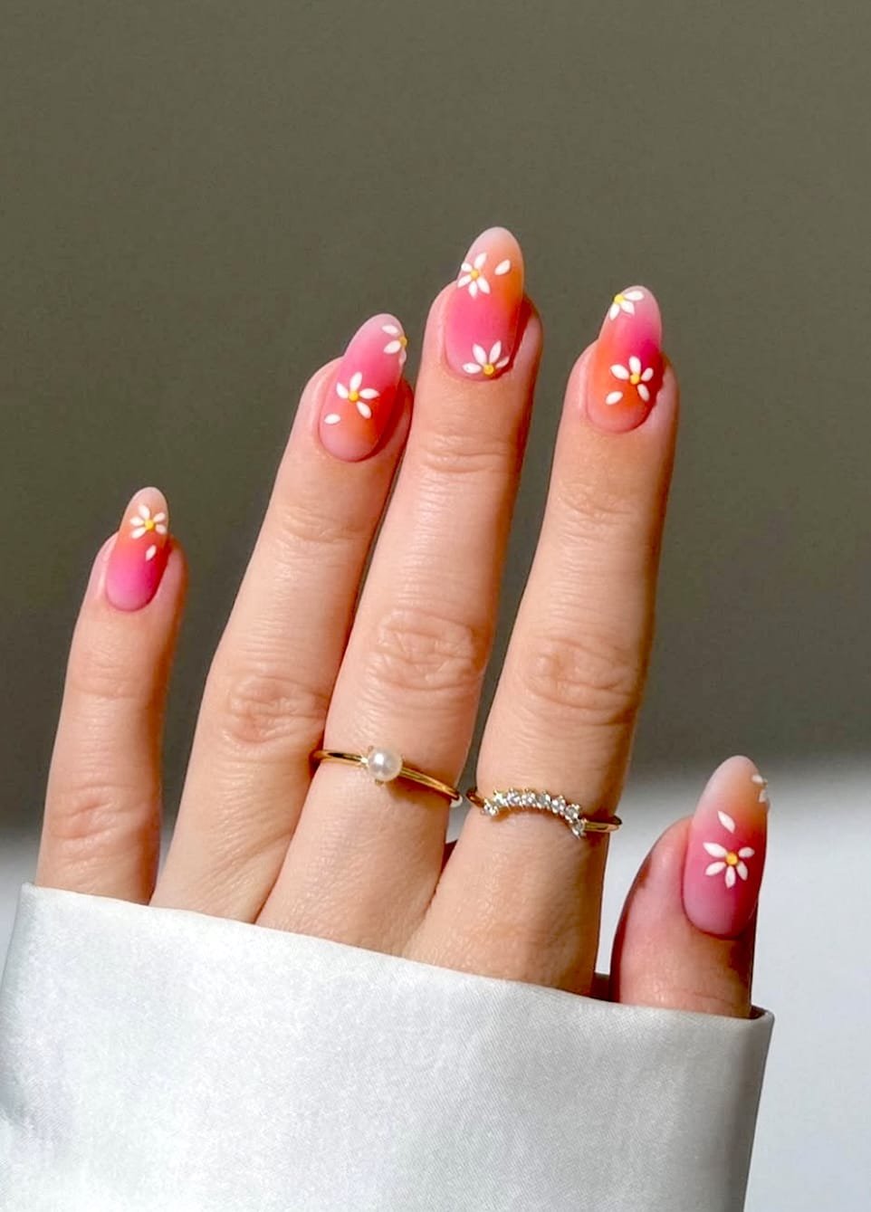 Sunset-inspired gradient and white floral designs