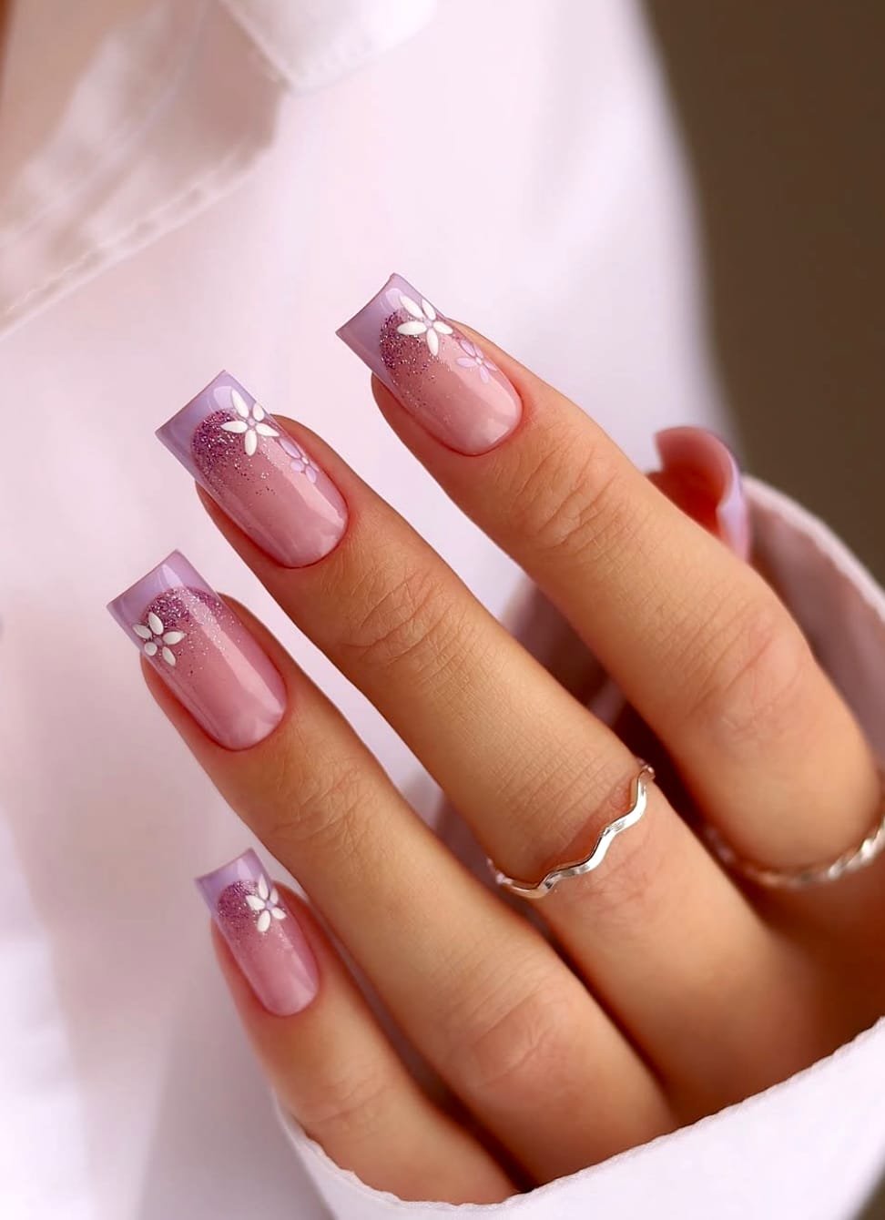 Lavender Bloom: Spring French Tips