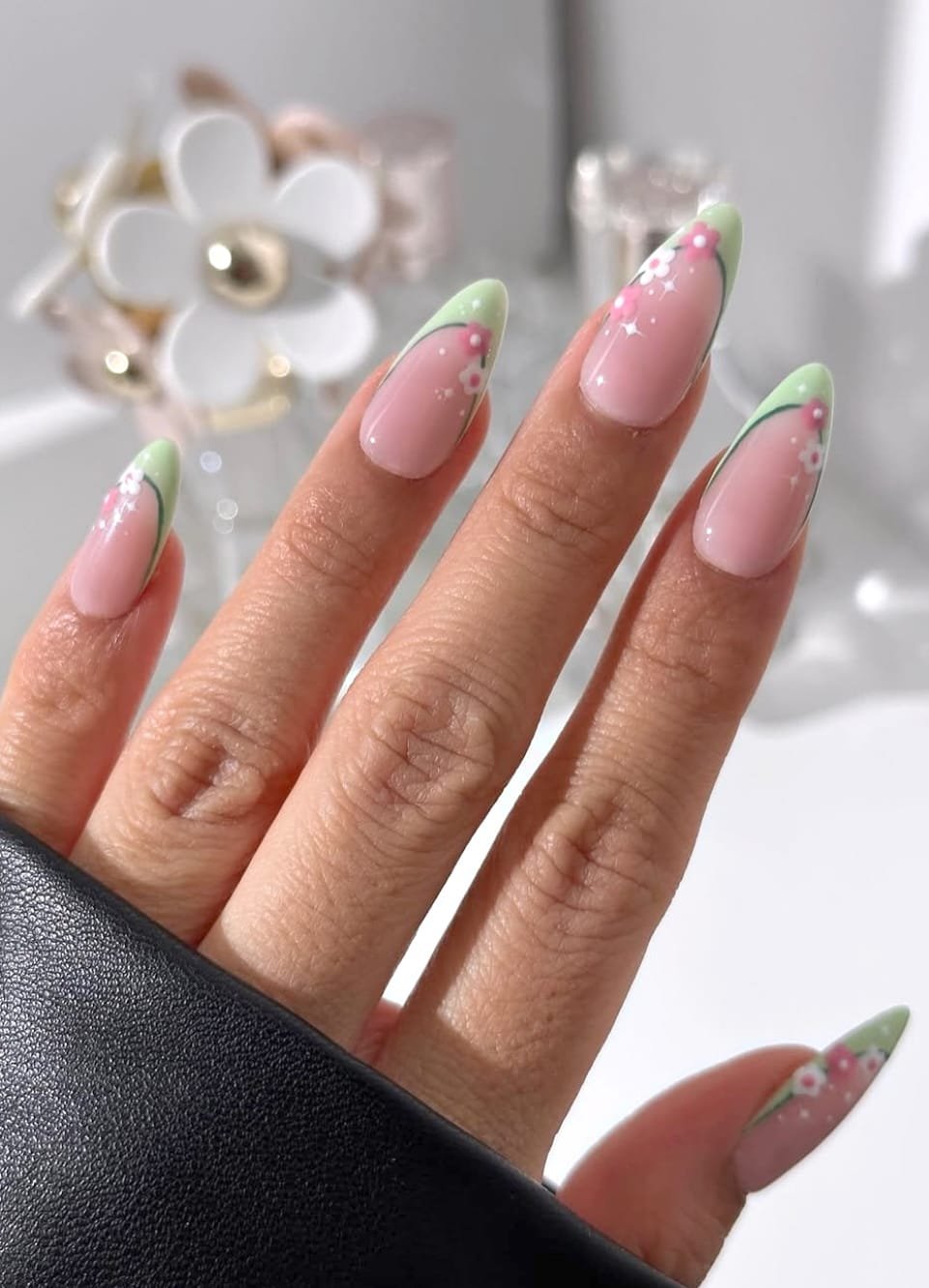 Mint Bloom: Spring Almond Nails