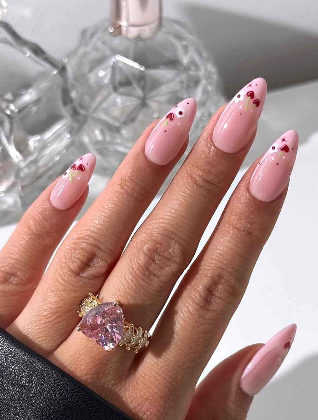 Cherry Blossoms & Hearts: Spring Stiletto Nails