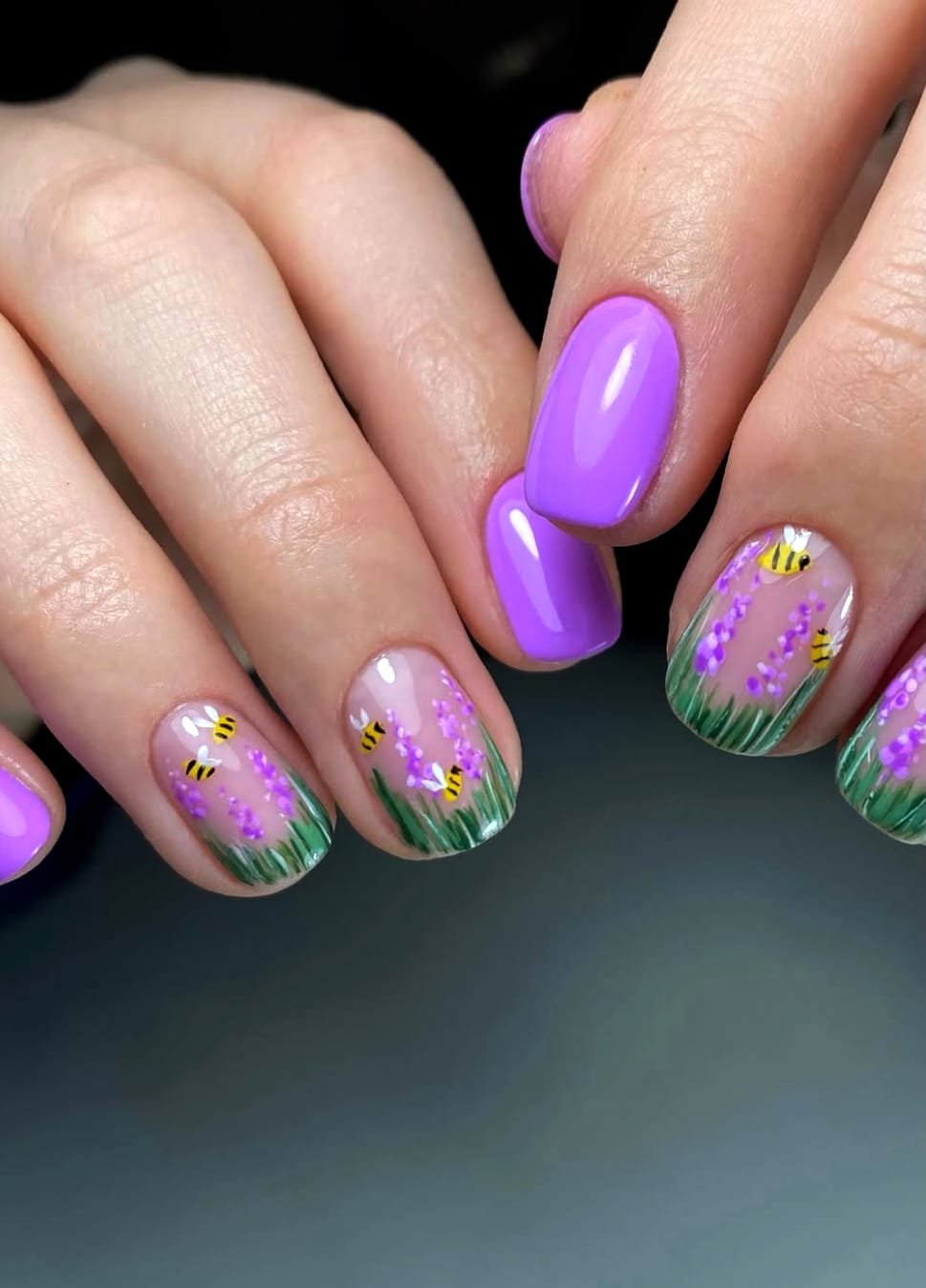 Lavender & Honey Bees: Spring Nail Art