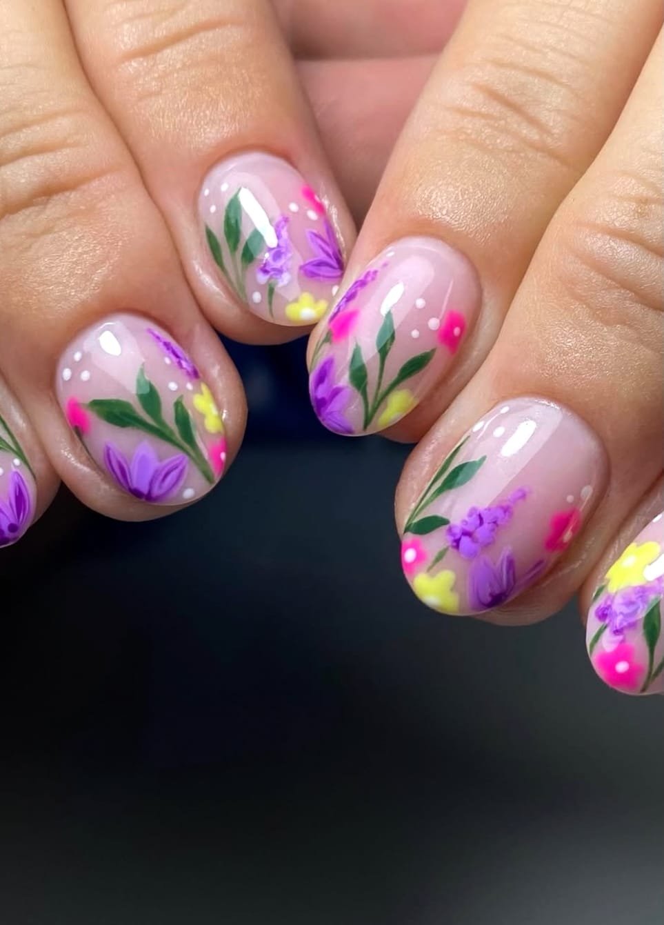 Vibrant Meadow: Short Summer Nails