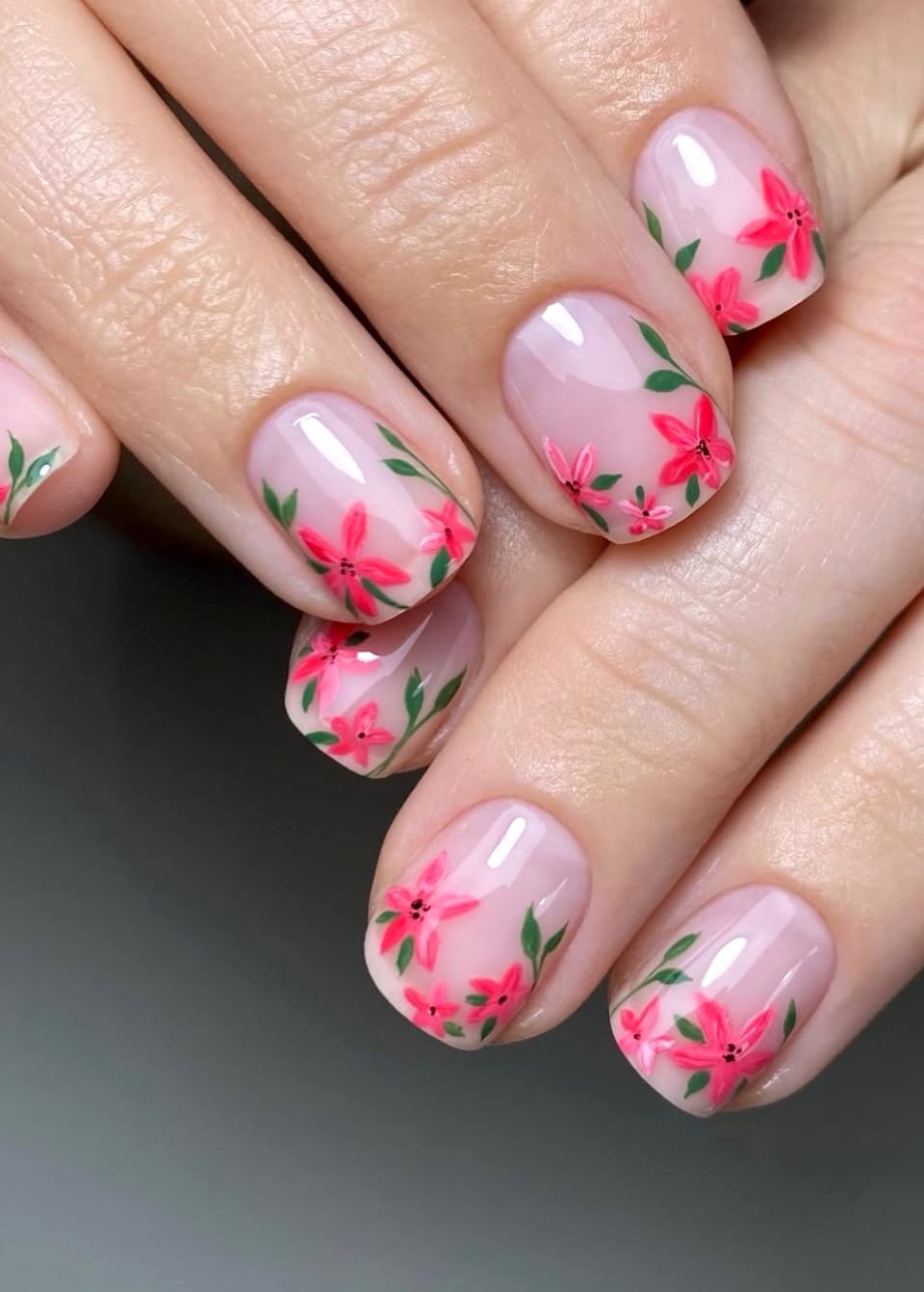 Crimson Bloom: Spring Floral Nails