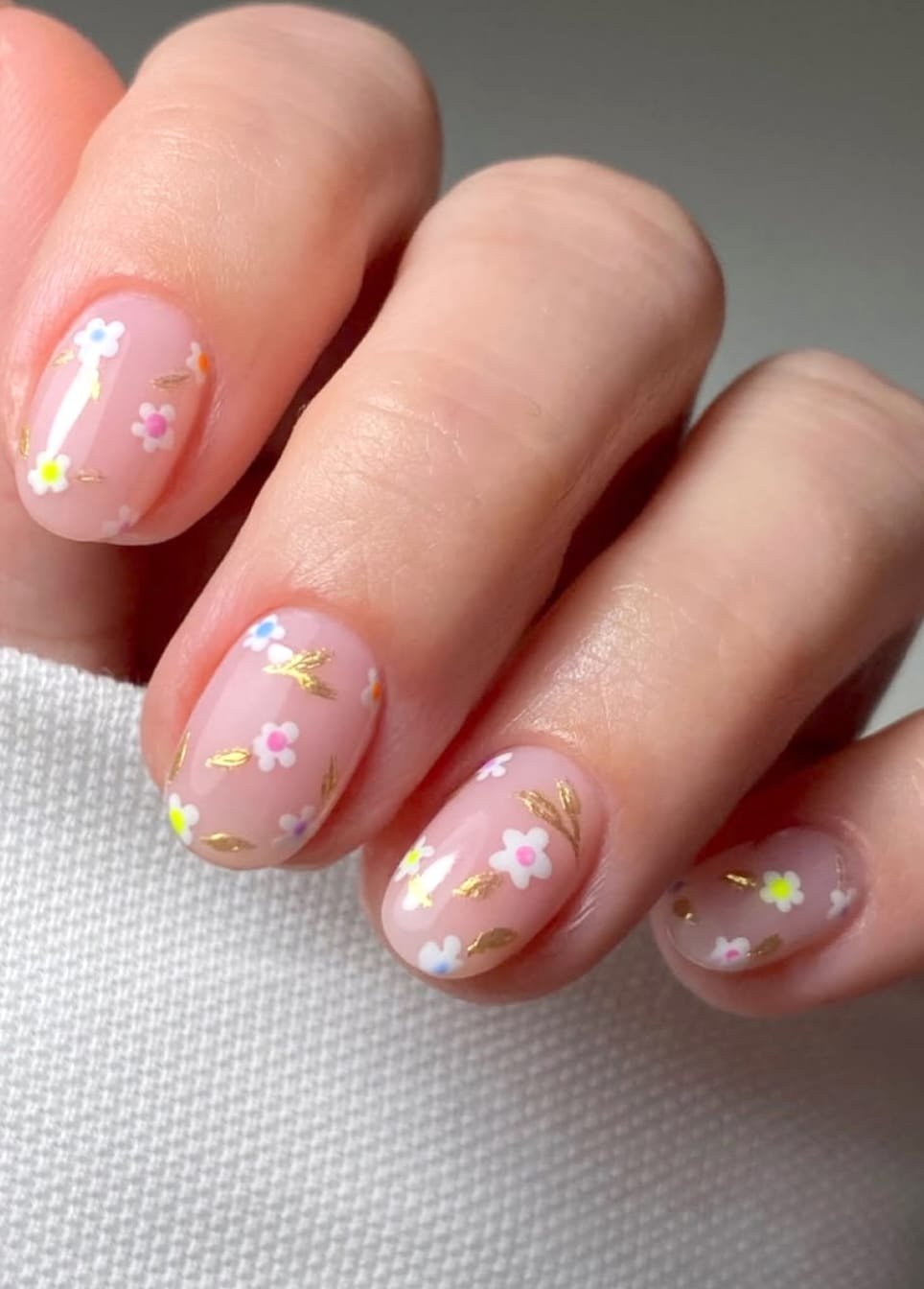Golden Blooms: Spring Floral Nails
