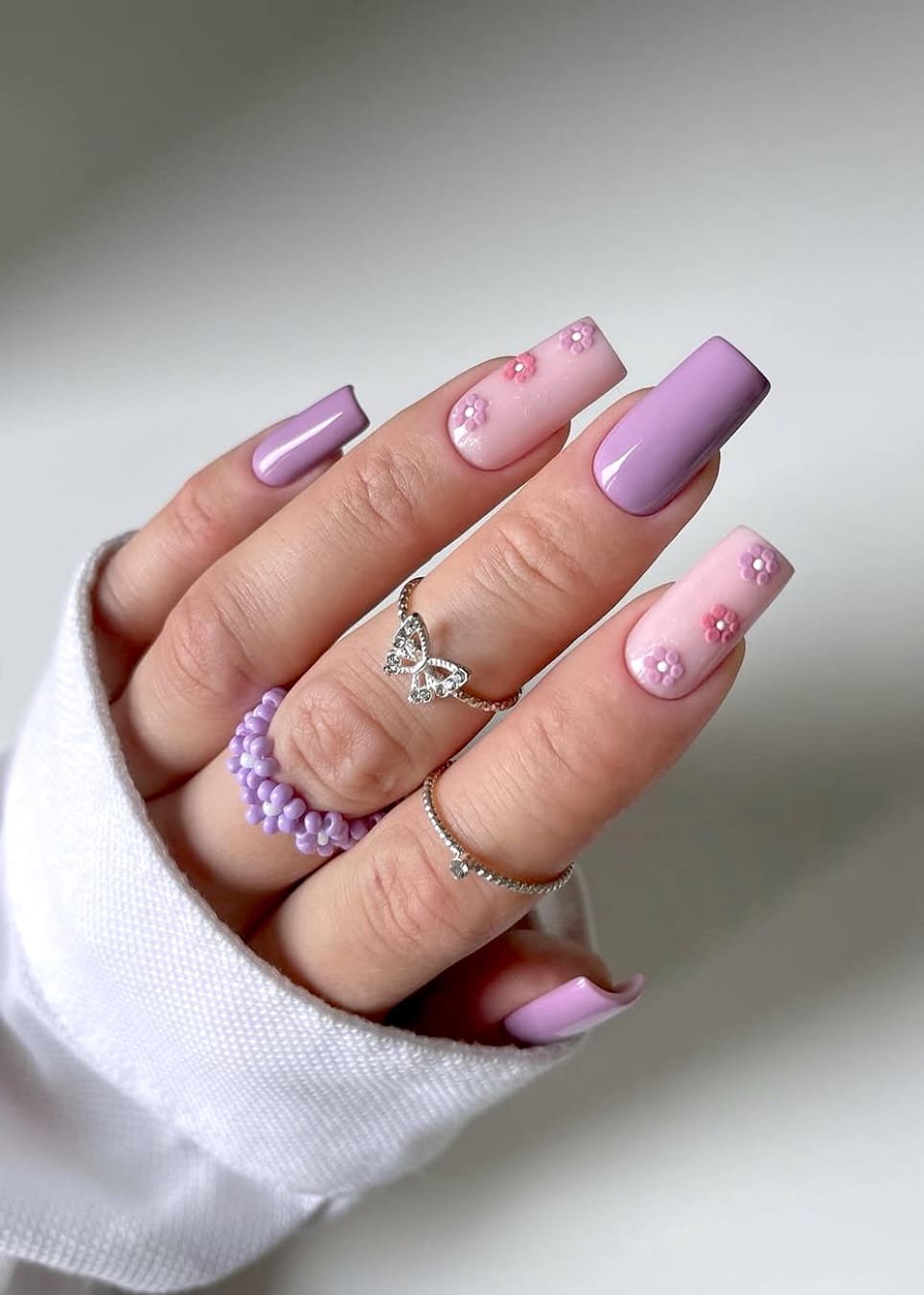 Lilac Bloom & Butterfly: Spring Nail Art