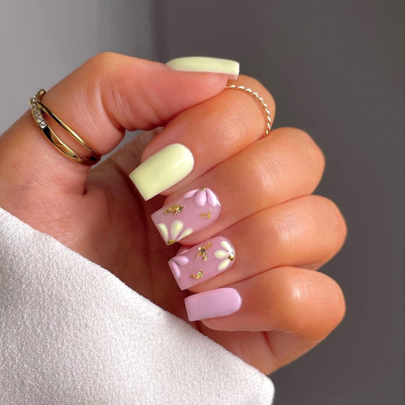 Pastel Petals & Gold: Spring Nail Art