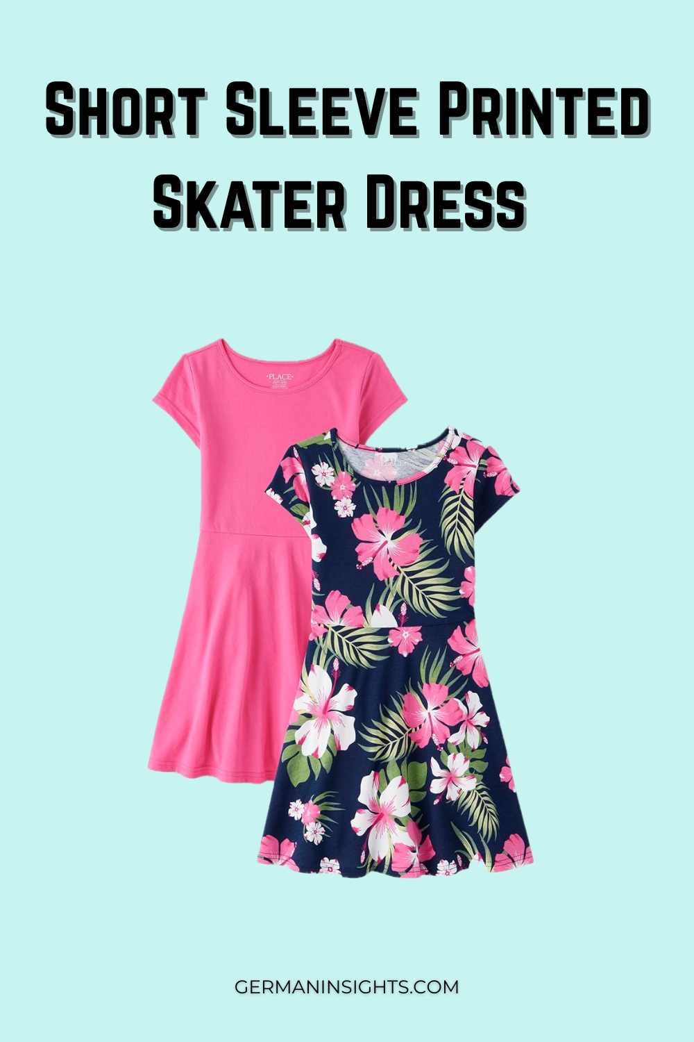 Short Sleeve Printed Skater Dress