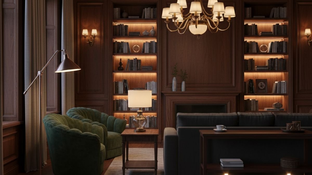 Cozy Dark Wood Living Room