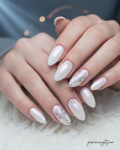 Elegant Winter White Nails