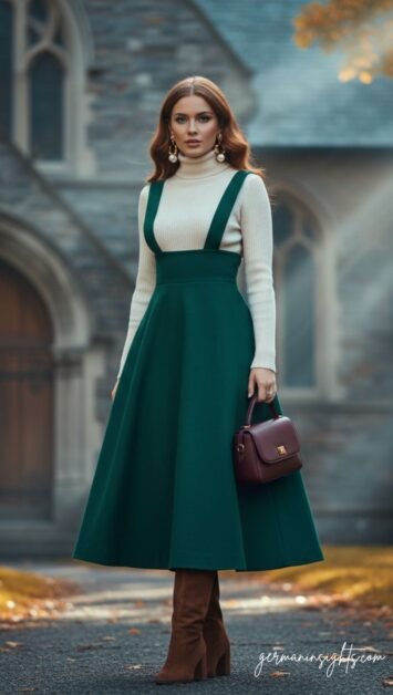 Fall Church Outfit | Modest Layered Dress & Turtleneck