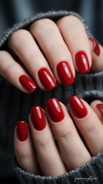 Classic red polished - Simple Holiday Nails