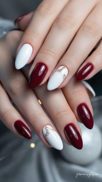 Elegant Short Almond Nails Holiday Manicure Idea