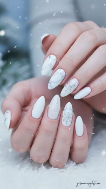 Icy White Christmas Nails | Winter Wonderland Manicure Inspo