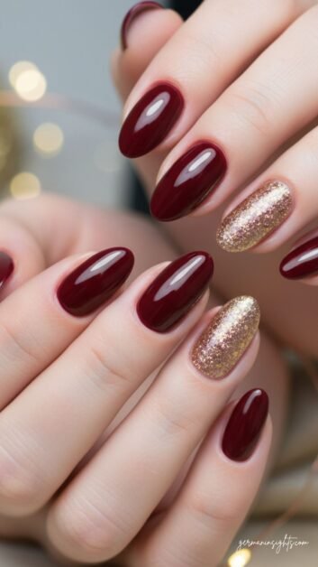 Short Burgundy Nails Elegant Holiday Manicure