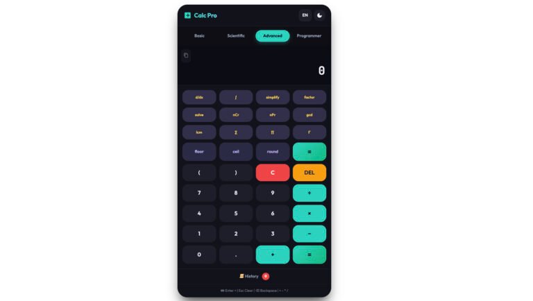Scientific Calculator | Free Online Advanced Math Calculator | Calc Pro