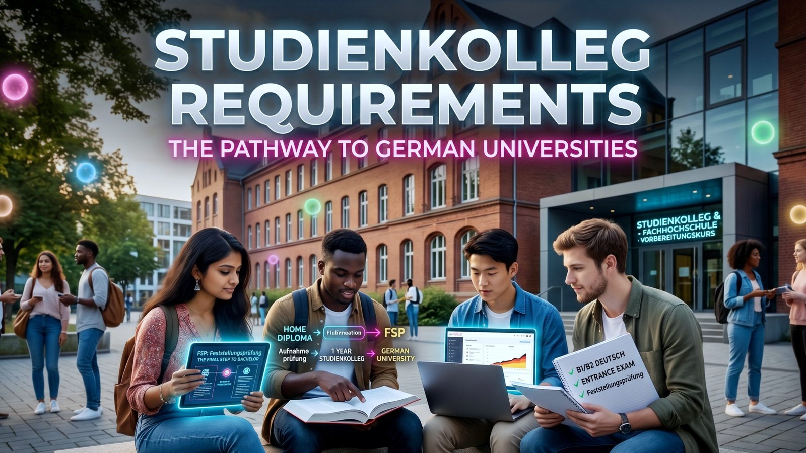 Students studying outside a German Studienkolleg